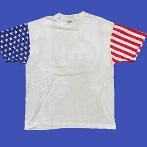 Vintage American Flag Single Stitch White Red Blue T-Shirt Men's XXL
